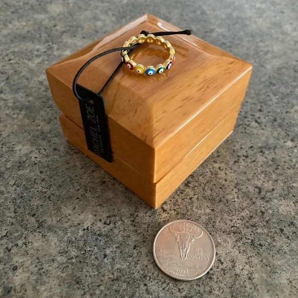 💍 [Rachel Zoe] Evil Eye 925 Sterling Silver Ring Size 6, *Gold* Toned, NWT - Picture 5 of 8